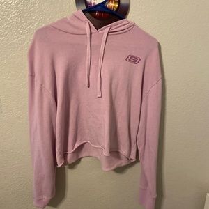 Pink skecher crop top sweater